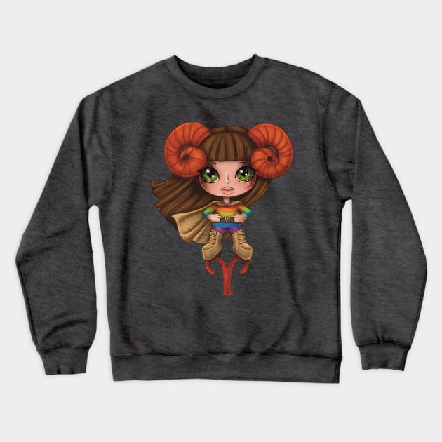 Aries Astrology Zodiac Girl Crewneck Sweatshirt by thewickedmrshicks